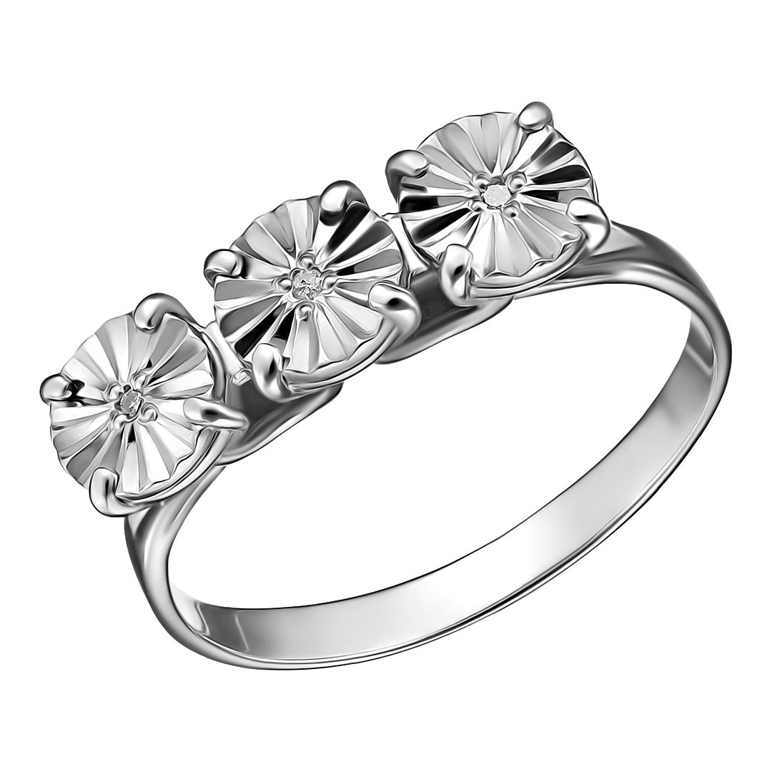 Серебряное кольцо 925 пробы; вставки 3 Бр.Кр-17 0,015 2/3;
