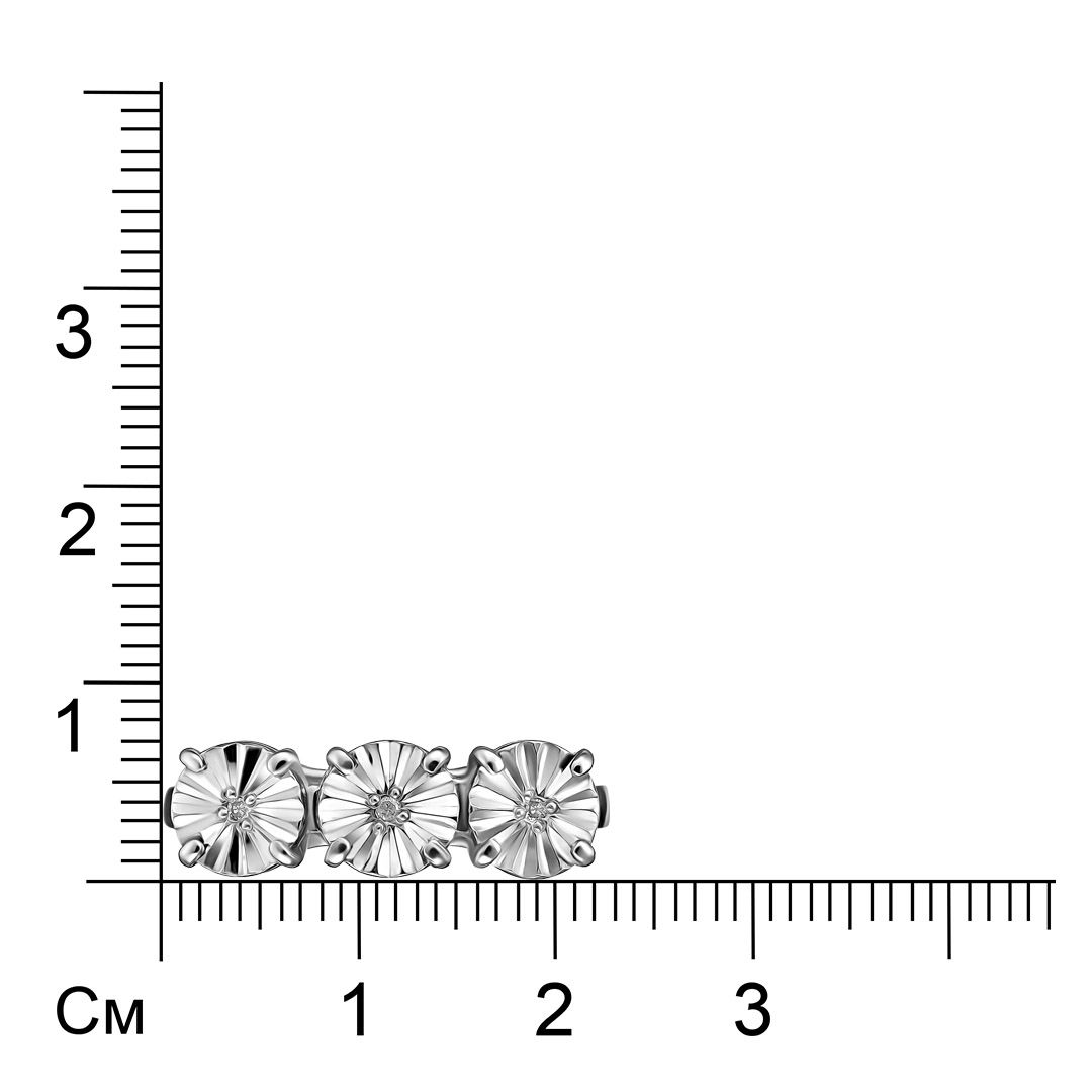 Серебряное кольцо 925 пробы; вставки 3 Бр.Кр-17 0,015 2/3;