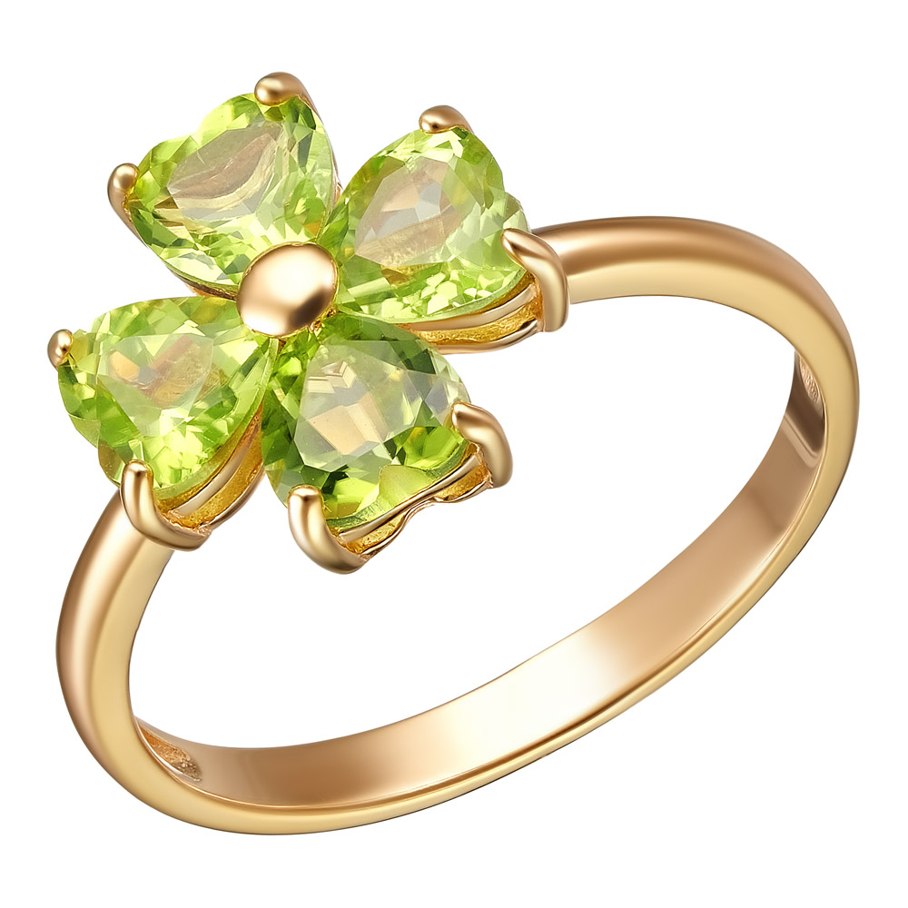 Серебряное кольцо 925 пробы; вставки 4 Хризолит;