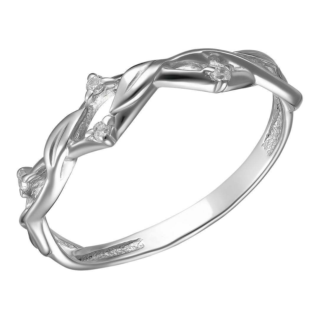 Серебряное кольцо 925 пробы; вставки 4 Куб.Цирконий бесцв.;