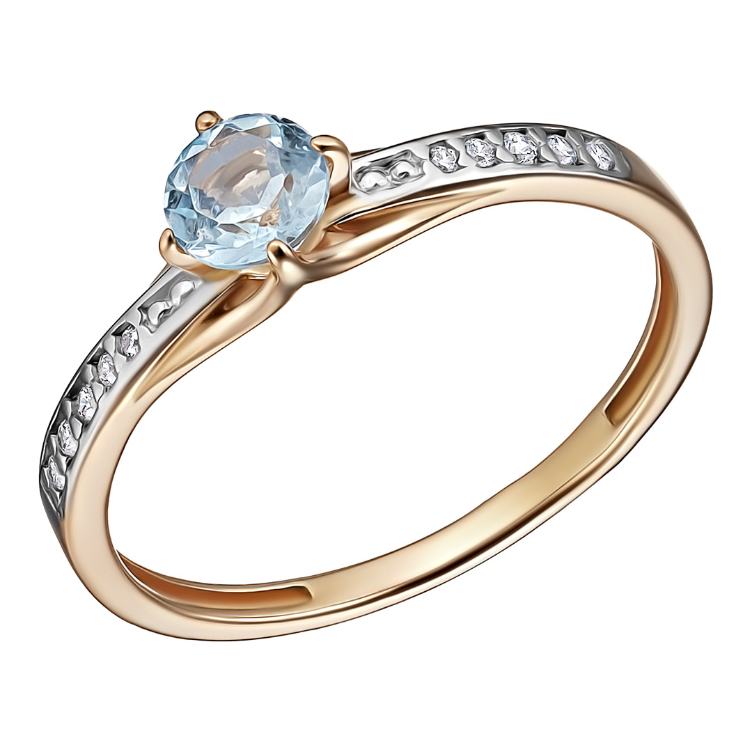 Серебряное кольцо 925 пробы; вставки 1 Топаз; 10 Фианит бесцв.;