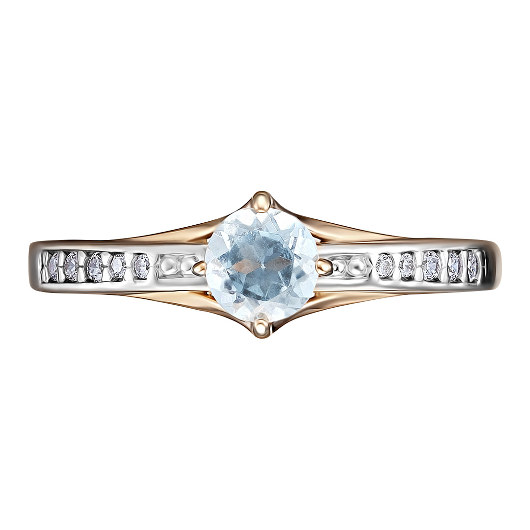 Серебряное кольцо 925 пробы; вставки 1 Топаз; 10 Фианит бесцв.;