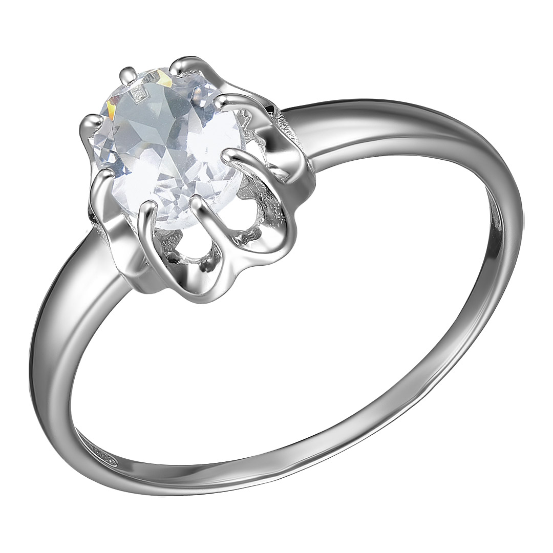 Серебряное кольцо 925 пробы; вставки 1 Горный хрусталь;