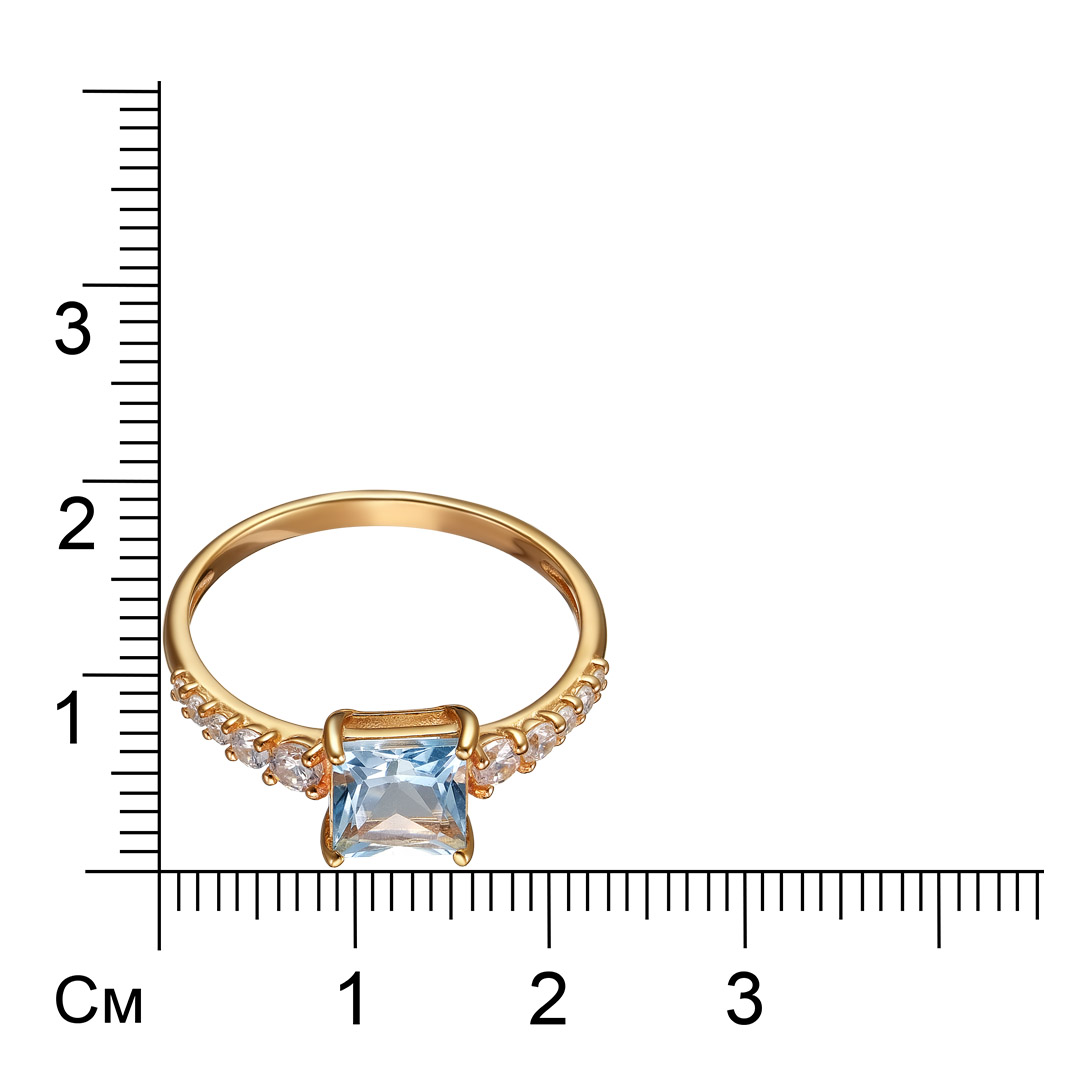 Серебряное кольцо 925 пробы; вставки 1 Топаз; 10 Фианит бесцв.;