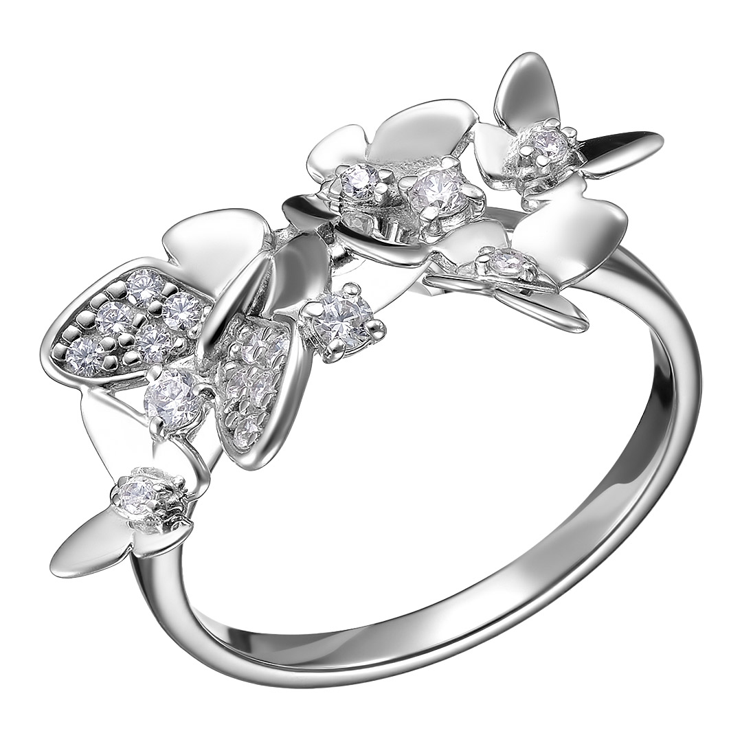 Серебряное кольцо 925 пробы; вставки 17 Фианит бесцв.;
