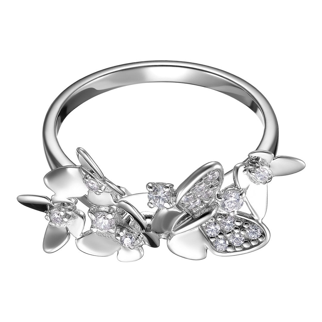 Серебряное кольцо 925 пробы; вставки 17 Фианит бесцв.;