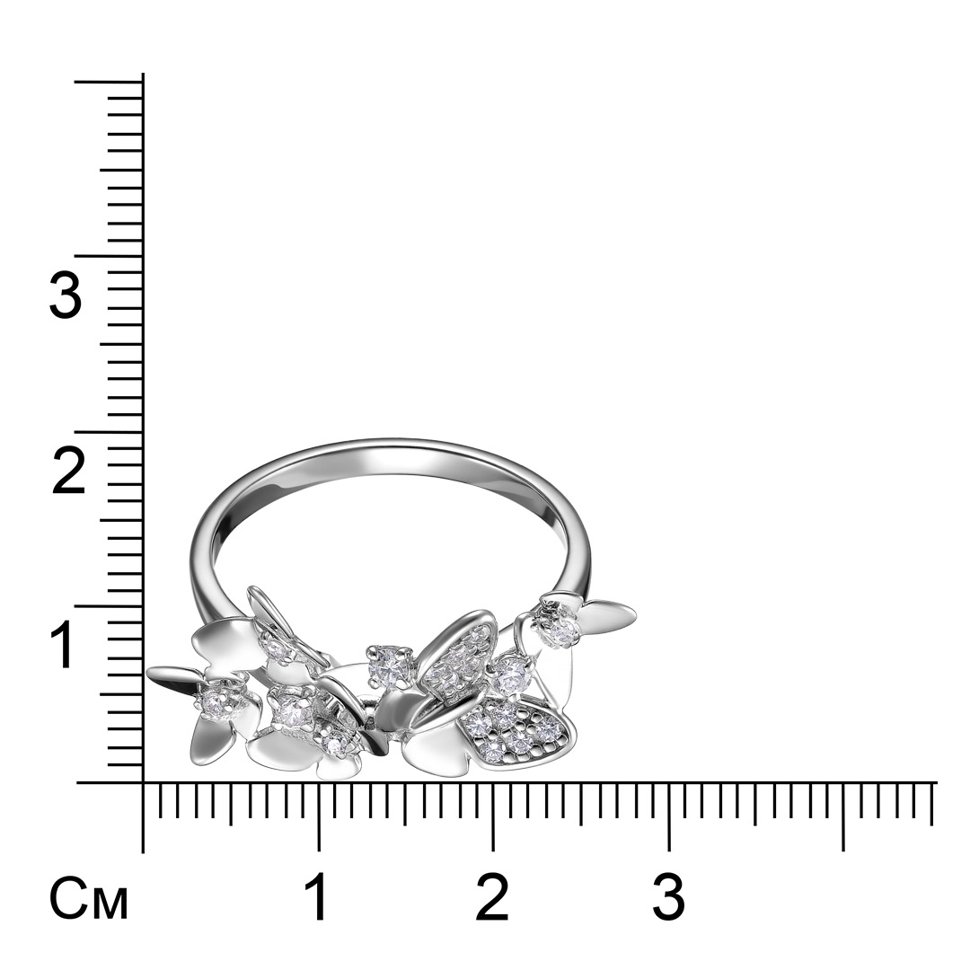 Серебряное кольцо 925 пробы; вставки 17 Фианит бесцв.;