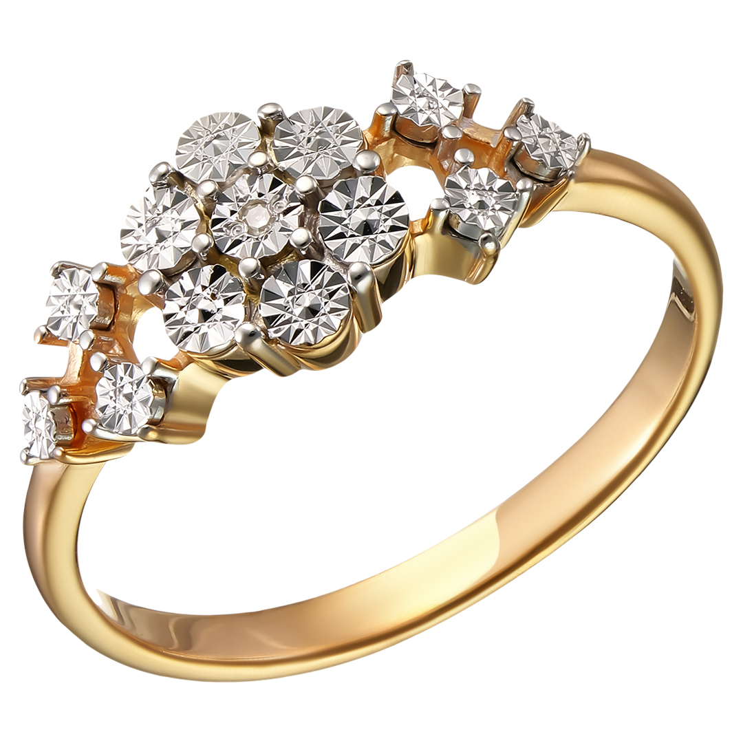 Серебряное кольцо 925 пробы; с алмазной обработкой;  вставки 1 Бр.Кр-17 0,003 2/3A;