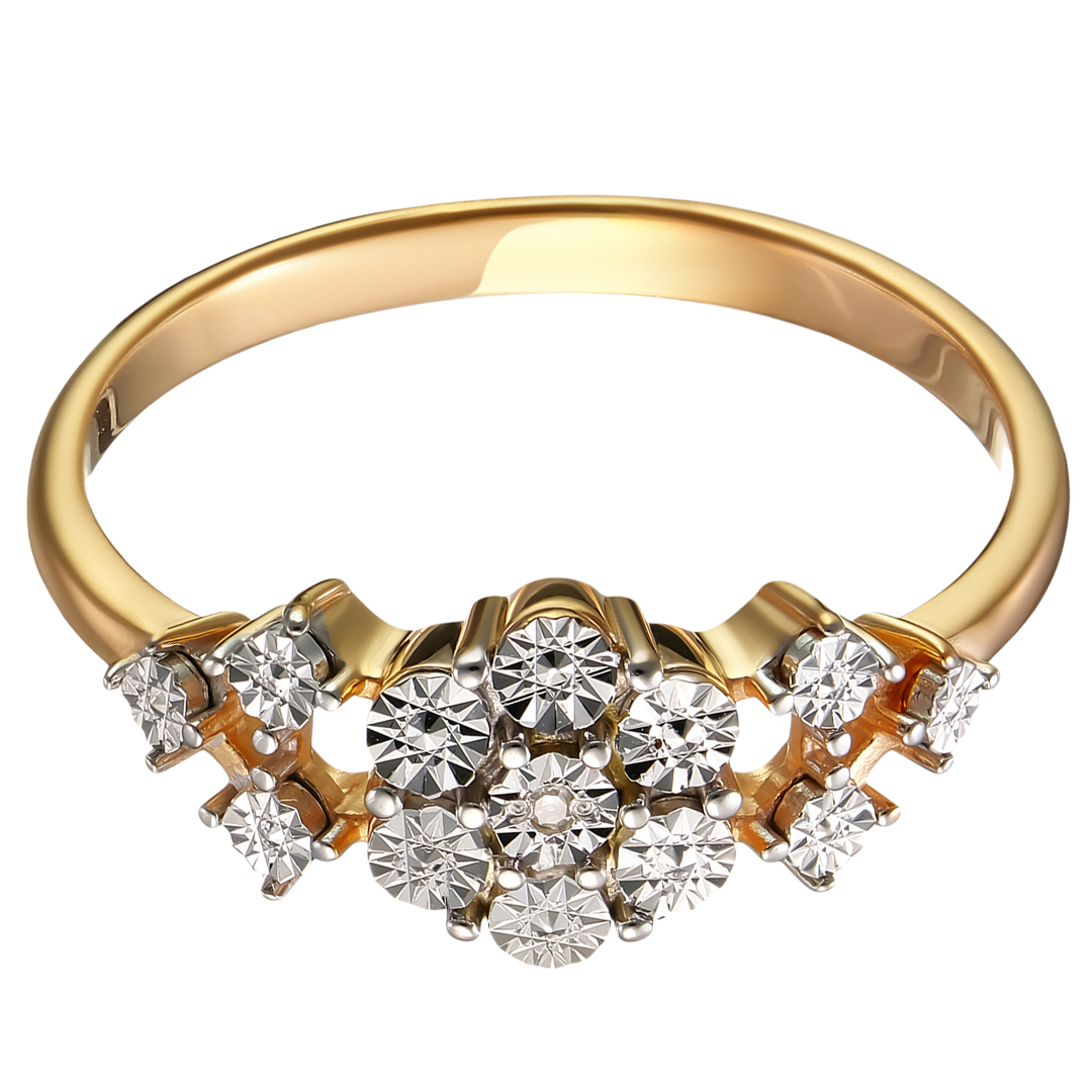 Серебряное кольцо 925 пробы; с алмазной обработкой;  вставки 1 Бр.Кр-17 0,003 2/3A;