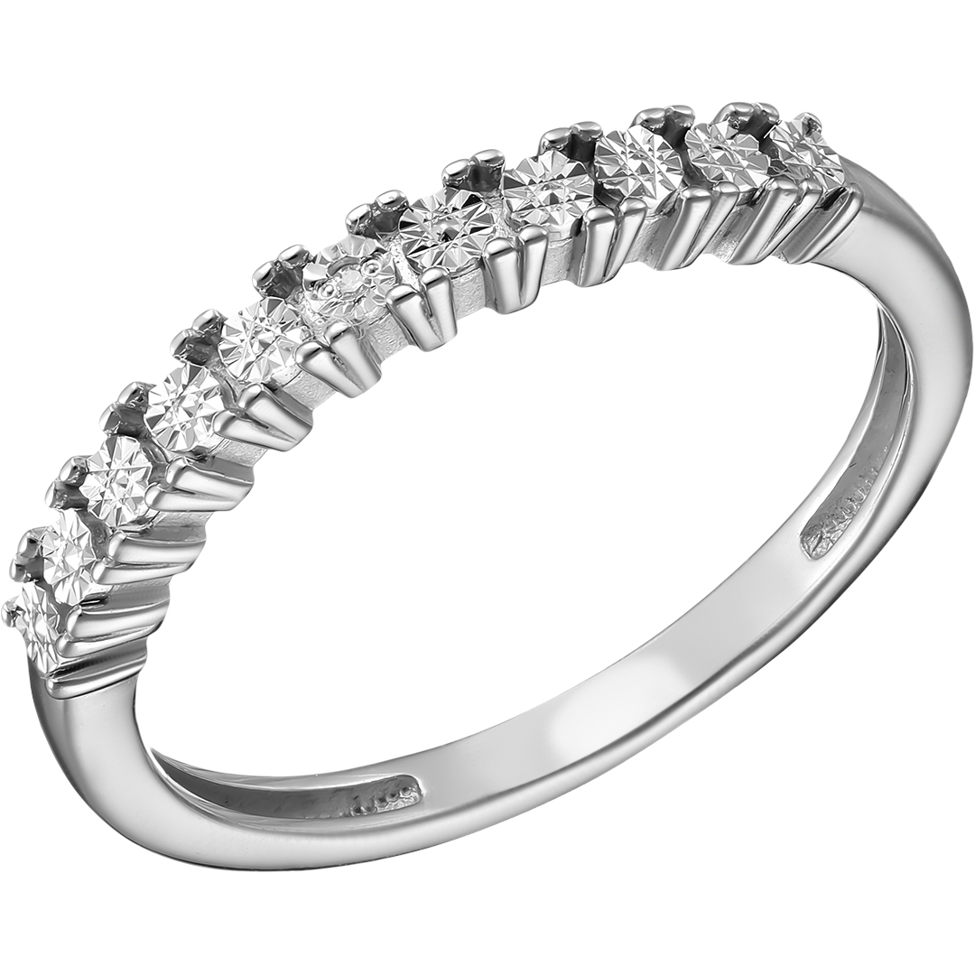 Серебряное кольцо 925 пробы; с алмазной обработкой; вставки 1 Бр.Кр-17 0,004 2/3A;