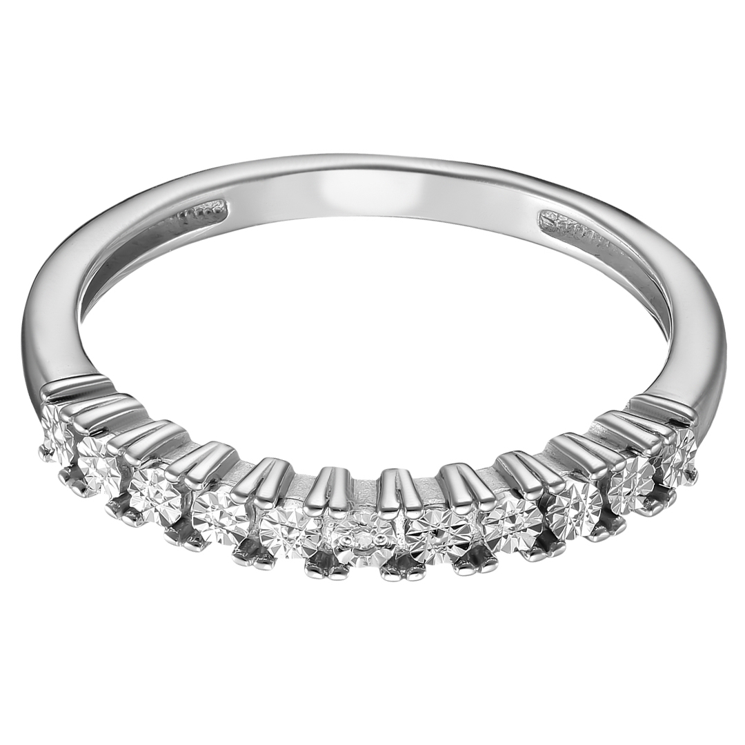 Серебряное кольцо 925 пробы; с алмазной обработкой; вставки 1 Бр.Кр-17 0,004 2/3A;