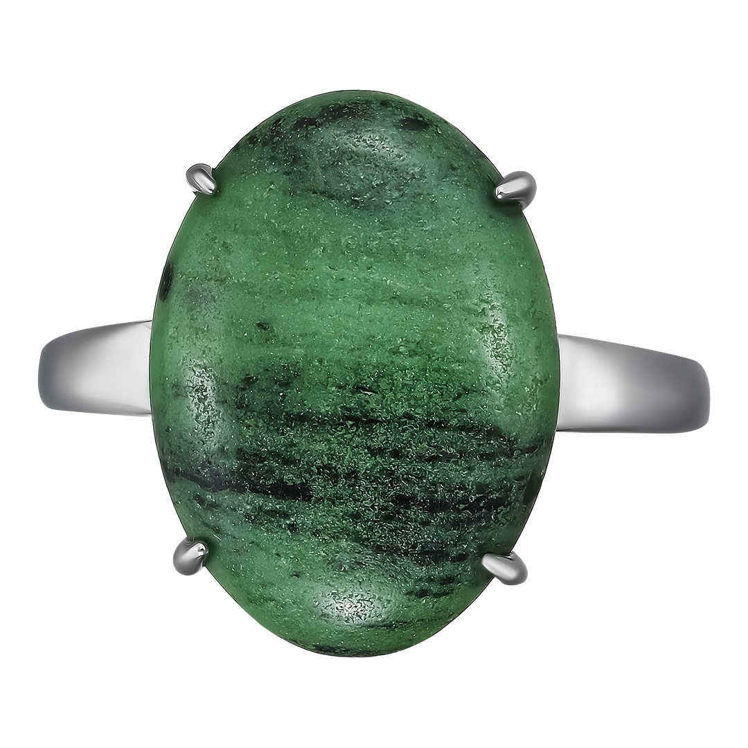 Серебряное кольцо 925 пробы; вставки 1 Цоизит нат.;
