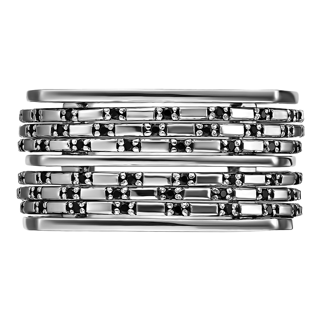 Серебряное кольцо 925 пробы; оксидирование; с подвижн.эл.; вставки 102 Шпинель черная;