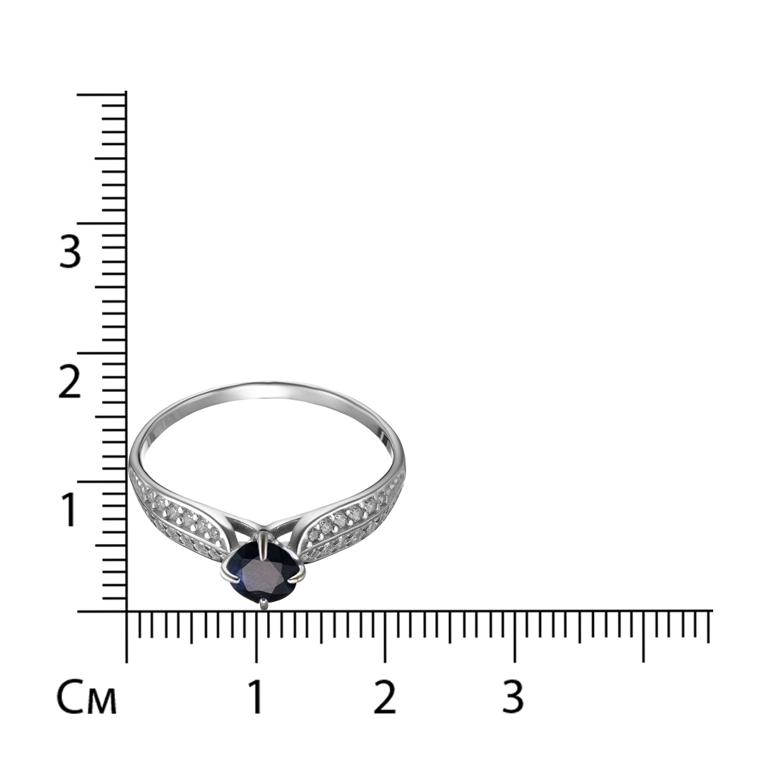 Серебряное кольцо 925 пробы; вставки 1 Сапфир 0,62 U/2; 24 Фианит бесцв.;