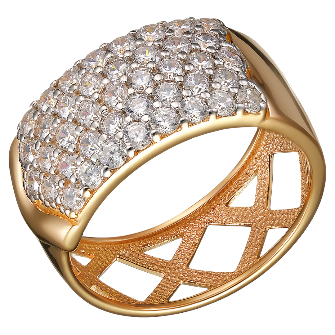 Серебряное кольцо 925 пробы; вставки 41 Фианит бесцв.;