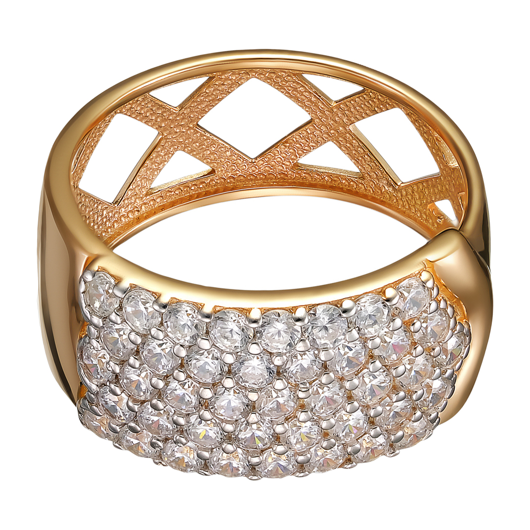 Серебряное кольцо 925 пробы; вставки 41 Фианит бесцв.;