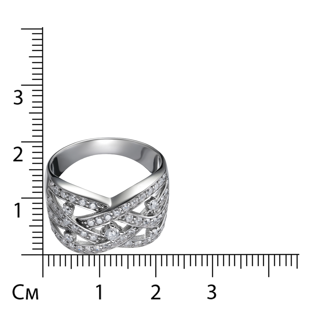 Серебряное кольцо 925 пробы; вставки 59 Фианит бесцв.;