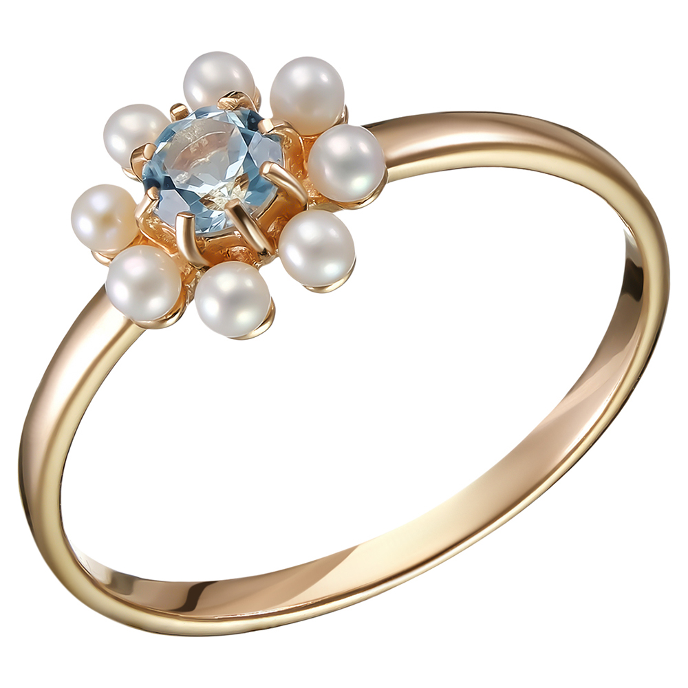 Серебряное кольцо с топазом sky "Цветок"