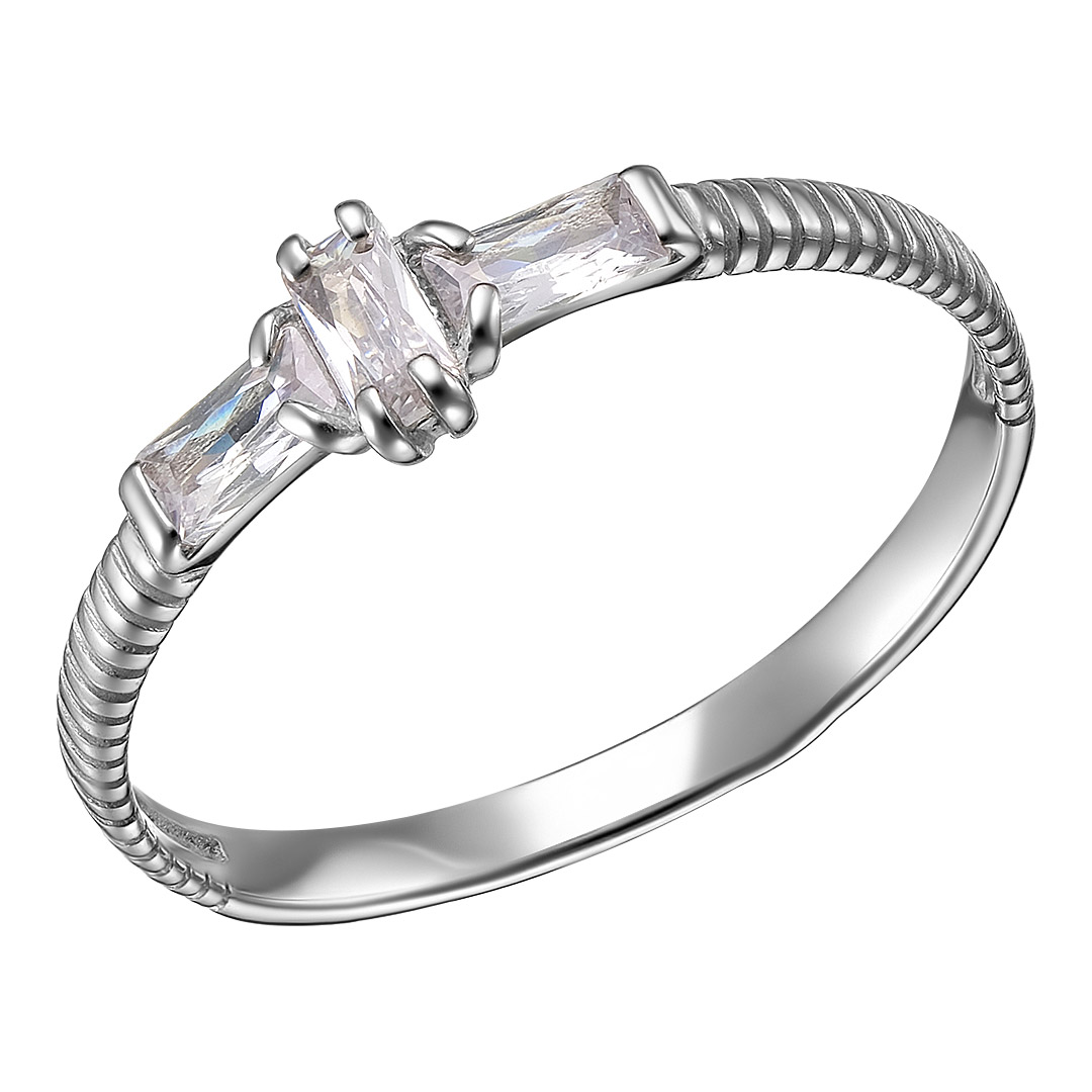 Серебряное кольцо 925 пробы; вставки 3 Куб. Цирконий бесцв.;