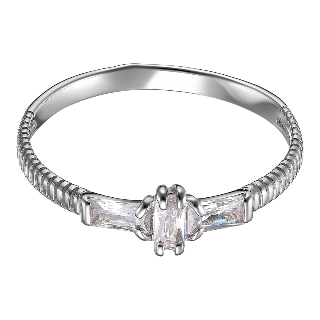 Серебряное кольцо 925 пробы; вставки 3 Куб. Цирконий бесцв.;