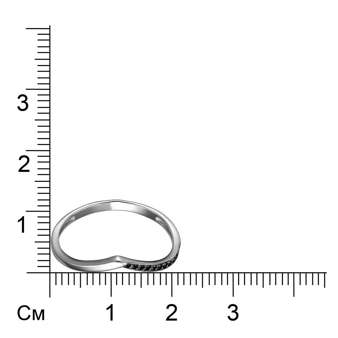 Серебряное кольцо 925 пробы; вставки 12 Куб. Цирконий черн.;