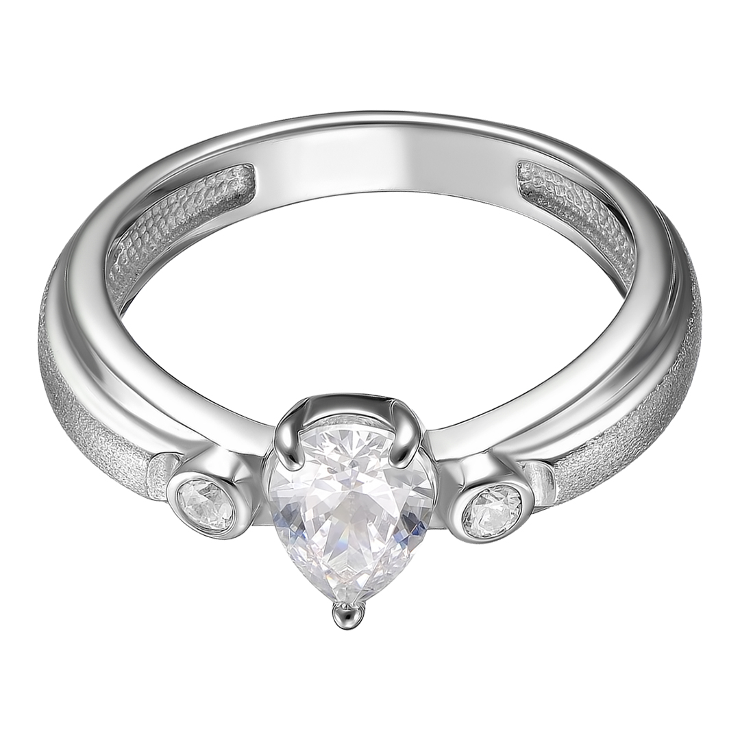Серебряное кольцо 925 пробы; матирование; вставки 3 Фианит Swarovski бесцв.;
