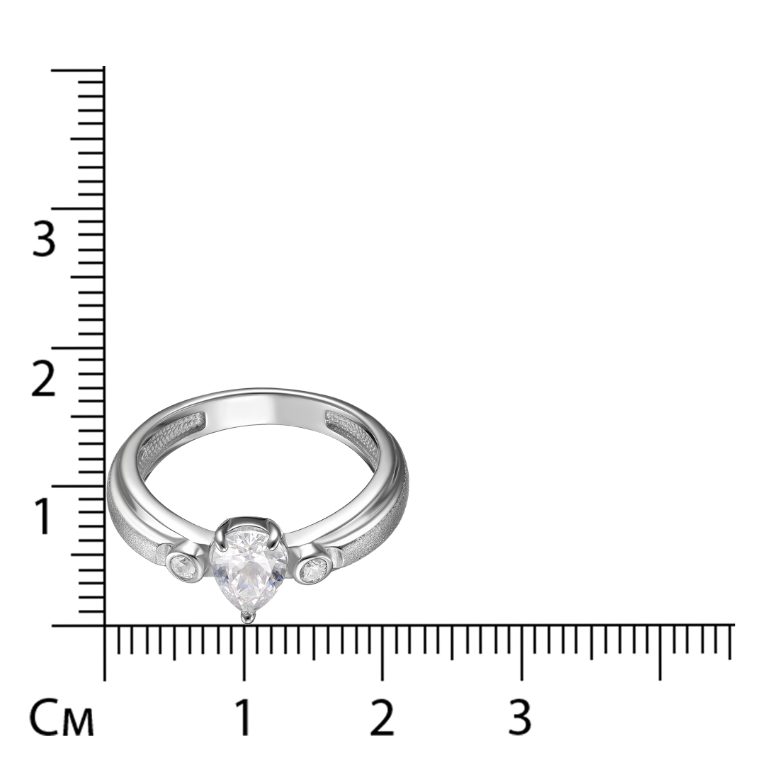 Серебряное кольцо 925 пробы; матирование; вставки 3 Фианит Swarovski бесцв.;