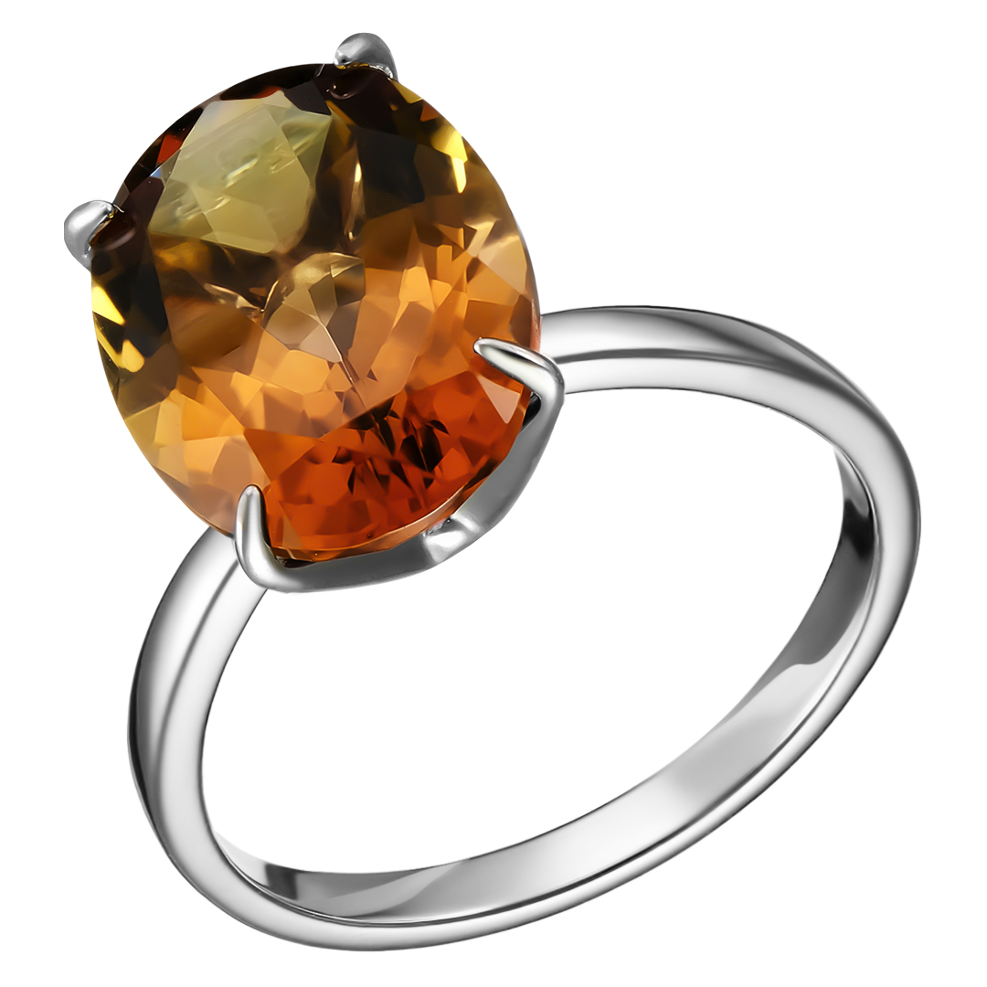 Серебряное кольцо 925 пробы; вставки 1 Аметрин;