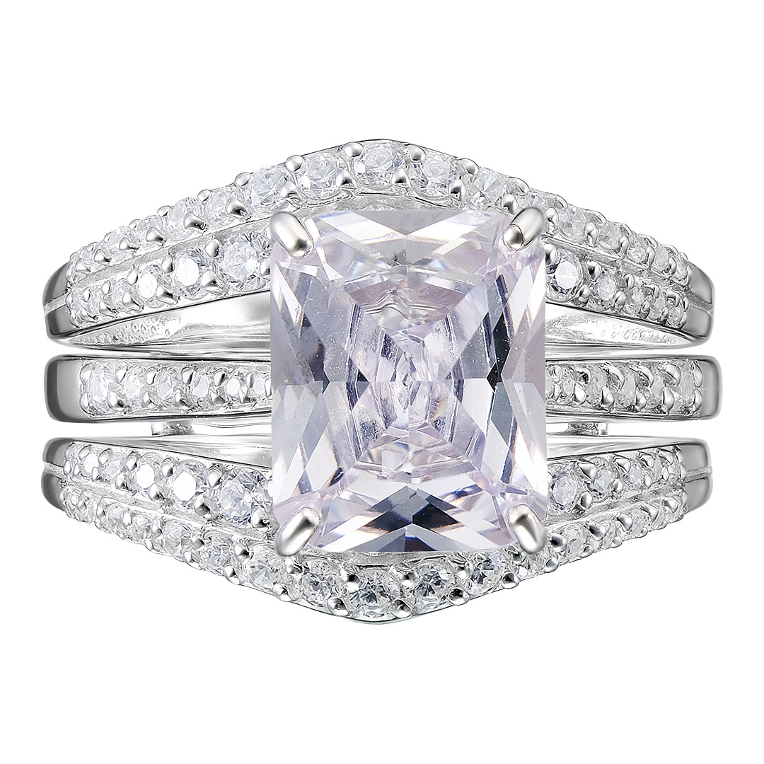 Серебряное кольцо 925 пробы; 2 в 1; вставки 77 Фианит бесцв.;