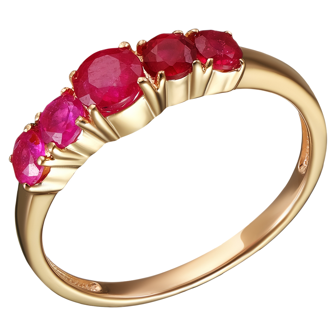 Серебряное кольцо 925 пробы; вставки 5 Рубин F/2 1,102;