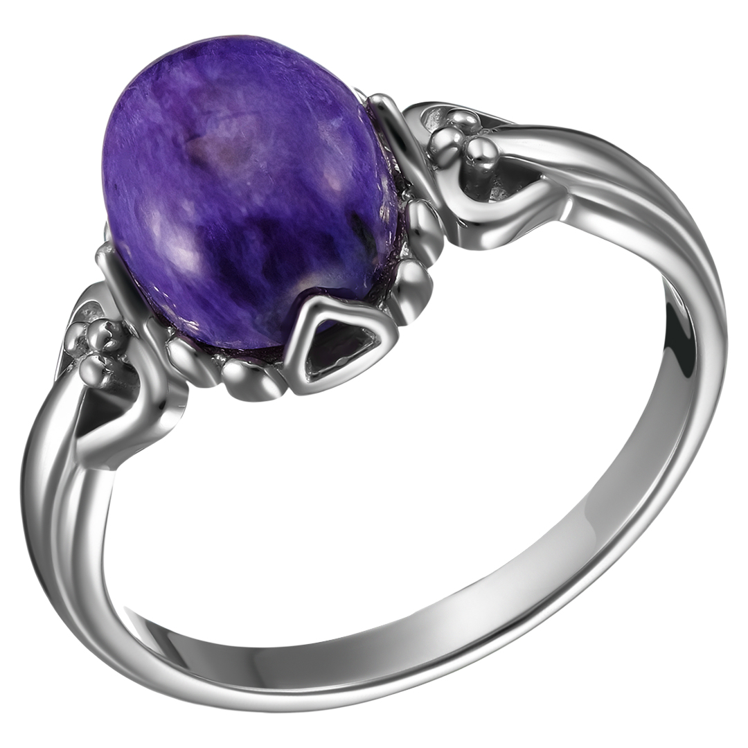 Серебряное кольцо 925 пробы; вставки 1 Чароит;
