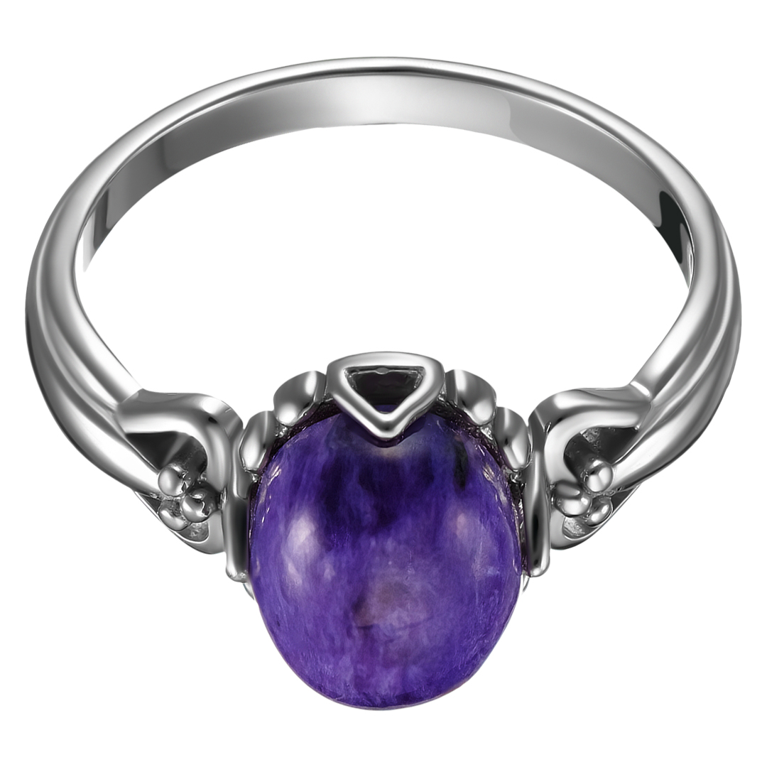 Серебряное кольцо 925 пробы; вставки 1 Чароит;