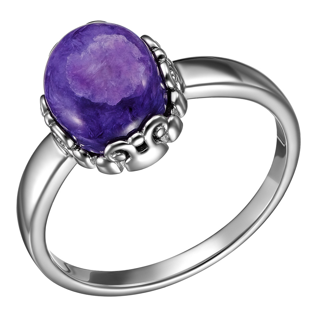 Серебряное кольцо 925 пробы; вставки 1 Чароит;