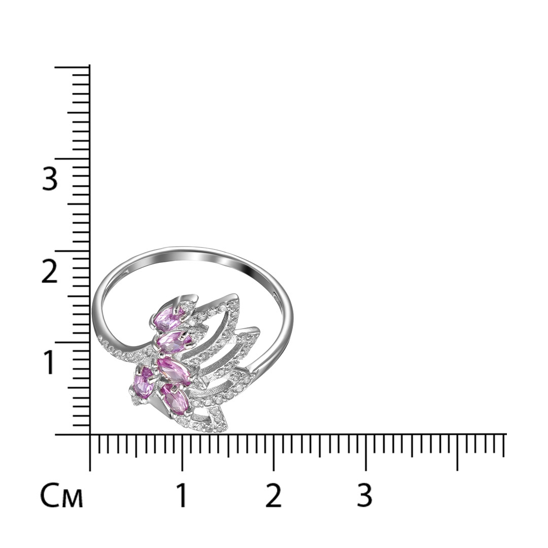 Серебряное кольцо 925 пробы; вставки 5 Александрит ГТ; 42 Фианит бесцв.;