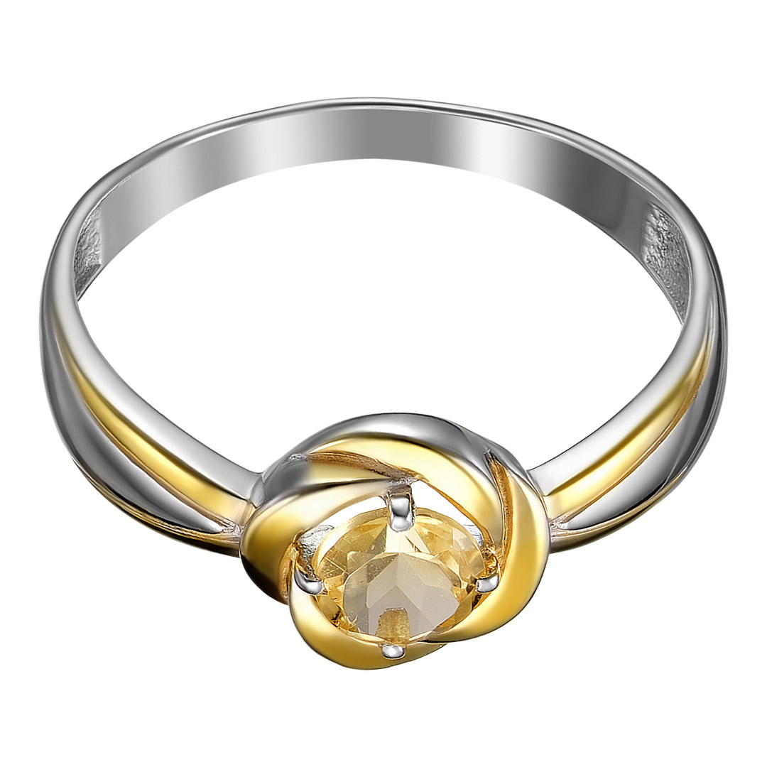 Серебряное кольцо 925 пробы; вставки 1 Цитрин нат.;