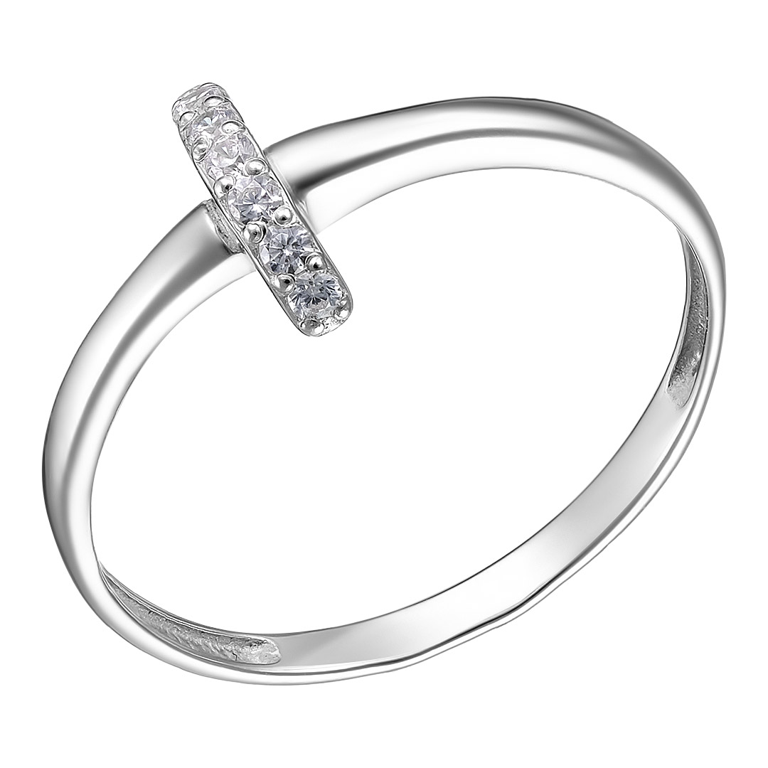 Серебряное кольцо 925 пробы; вставки 7 Куб. Цирконий бесцв.;