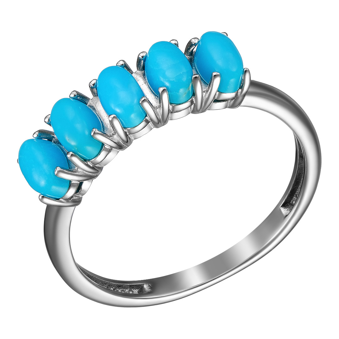 Серебряное кольцо 925 пробы; вставки 5 Бирюза нат.;