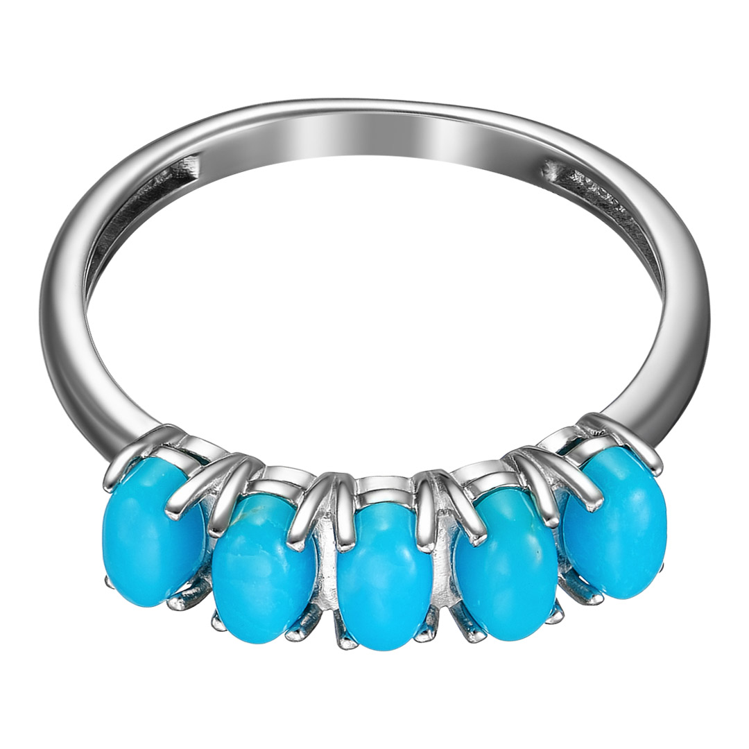 Серебряное кольцо 925 пробы; вставки 5 Бирюза нат.;