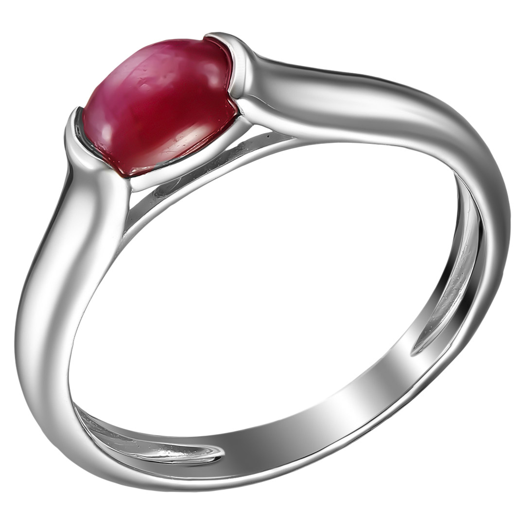 Серебряное кольцо 925 пробы; вставки 1 Рубин звездчатый F/2 1,80 ct, овал 7*5;