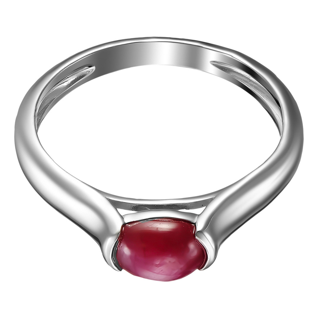 Серебряное кольцо 925 пробы; вставки 1 Рубин звездчатый F/2 1,80 ct, овал 7*5;
