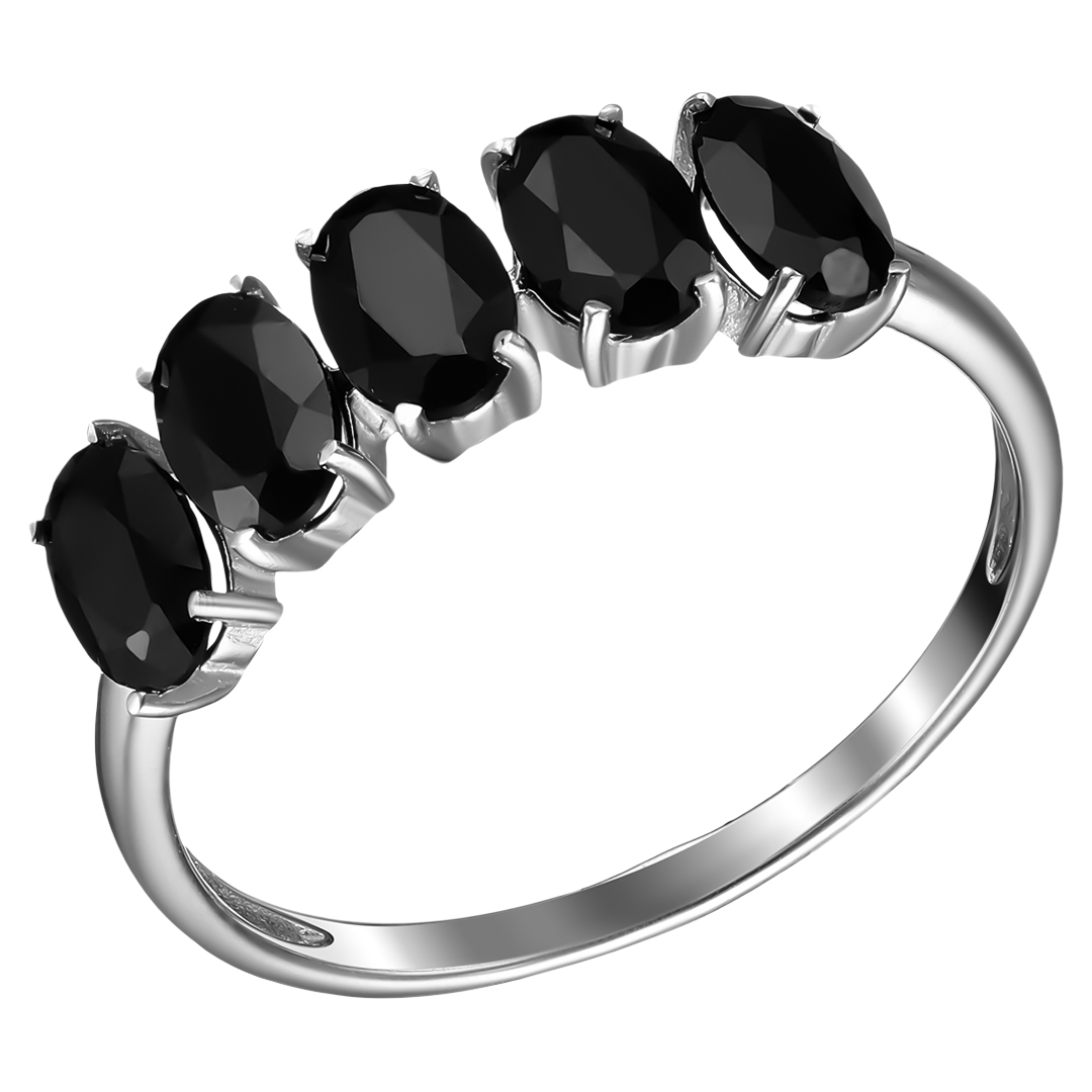 Серебряное кольцо 925 пробы; вставки 5 Турмалин черный;