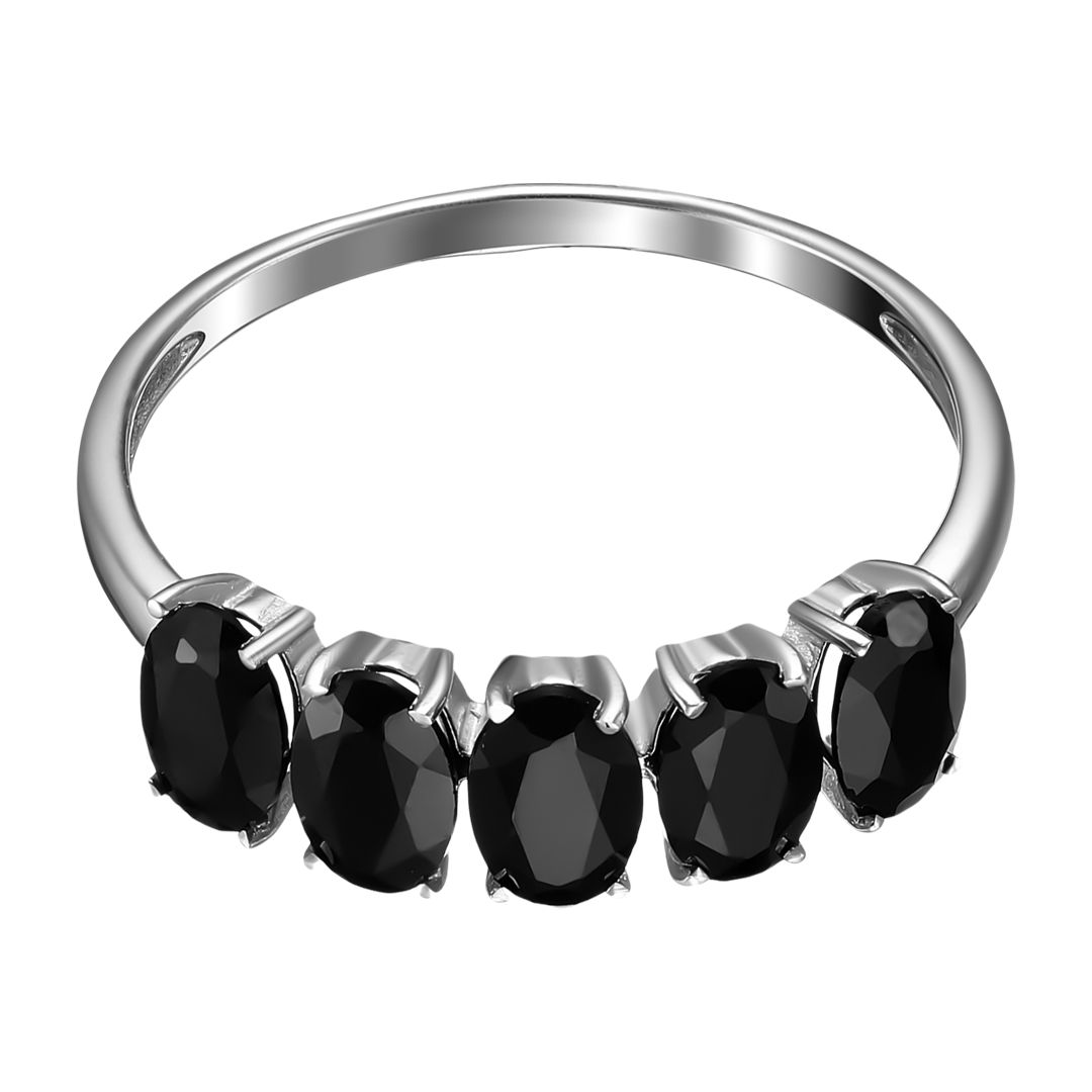 Серебряное кольцо 925 пробы; вставки 5 Турмалин черный;