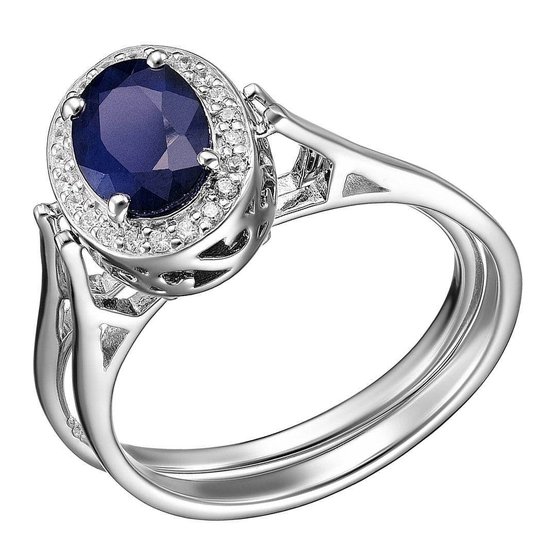 Серебряное кольцо 925 пробы; 2 в 1; вставки 1 Рубин 1,85 ct F/2, овал 8*6; 1 Сапфир 1,65 ct U/2, ова