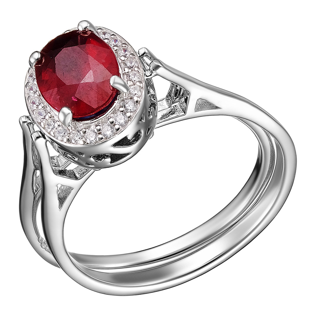 Серебряное кольцо 925 пробы; 2 в 1; вставки 1 Рубин 1,85 ct F/2, овал 8*6; 1 Сапфир 1,65 ct U/2, ова
