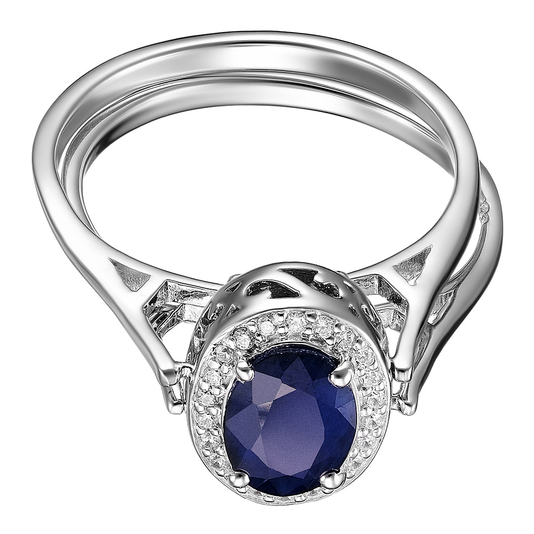 Серебряное кольцо 925 пробы; 2 в 1; вставки 1 Рубин 1,85 ct F/2, овал 8*6; 1 Сапфир 1,65 ct U/2, ова