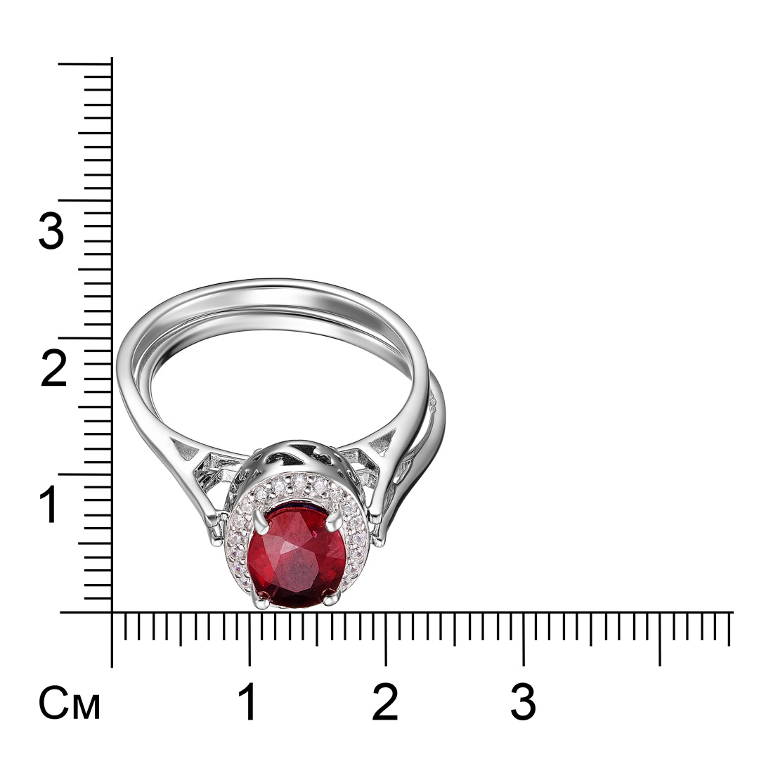 Серебряное кольцо 925 пробы; 2 в 1; вставки 1 Рубин 1,85 ct F/2, овал 8*6; 1 Сапфир 1,65 ct U/2, ова