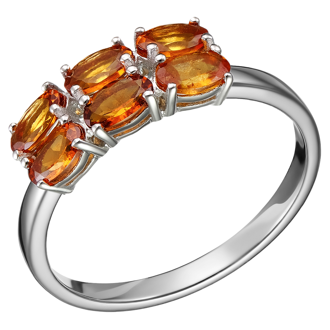 Серебряное кольцо 925 пробы; вставки 6 Спессартин 1,62 Ct;