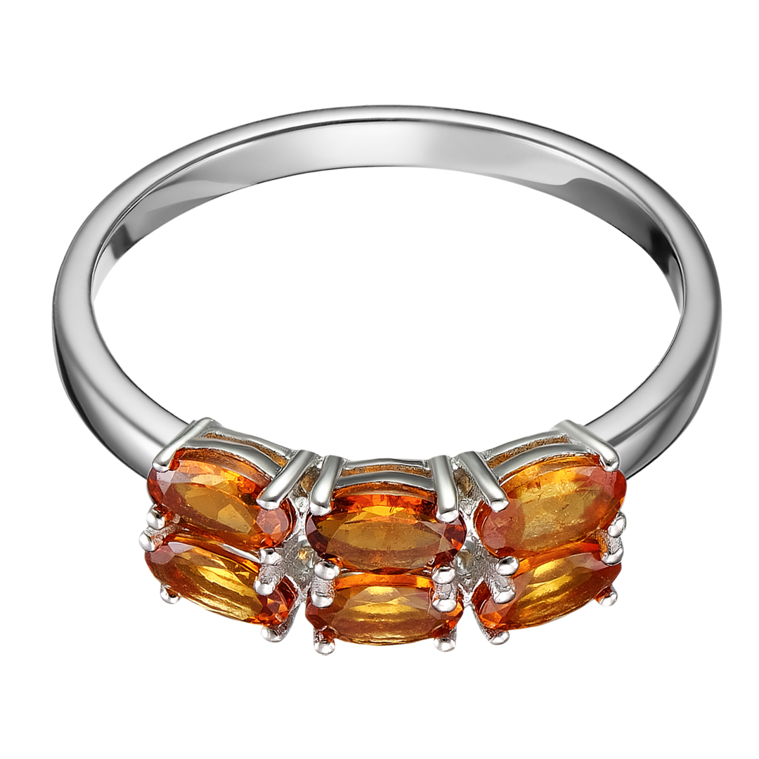 Серебряное кольцо 925 пробы; вставки 6 Спессартин 1,62 Ct;
