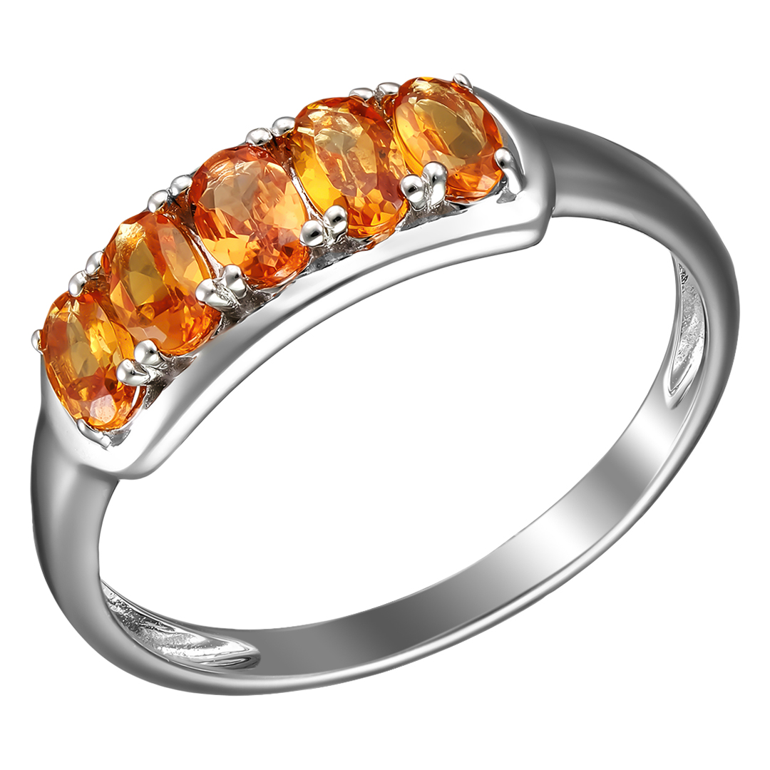 Серебряное кольцо 925 пробы; вставки 5 Спессартин 1,89 Ct;