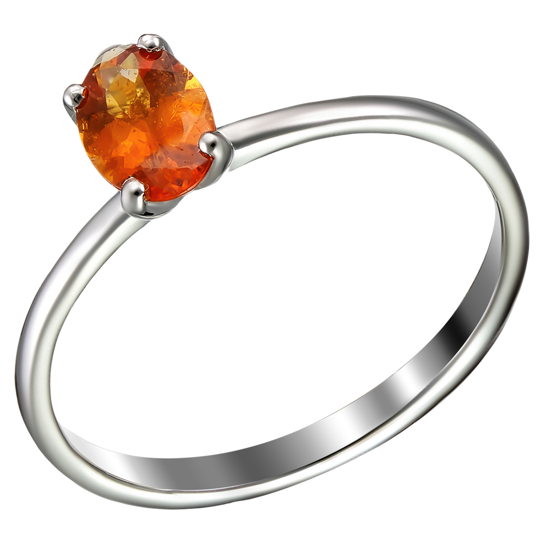 Серебряное кольцо 925 пробы; вставки 1 Спессартин 0,95 ct